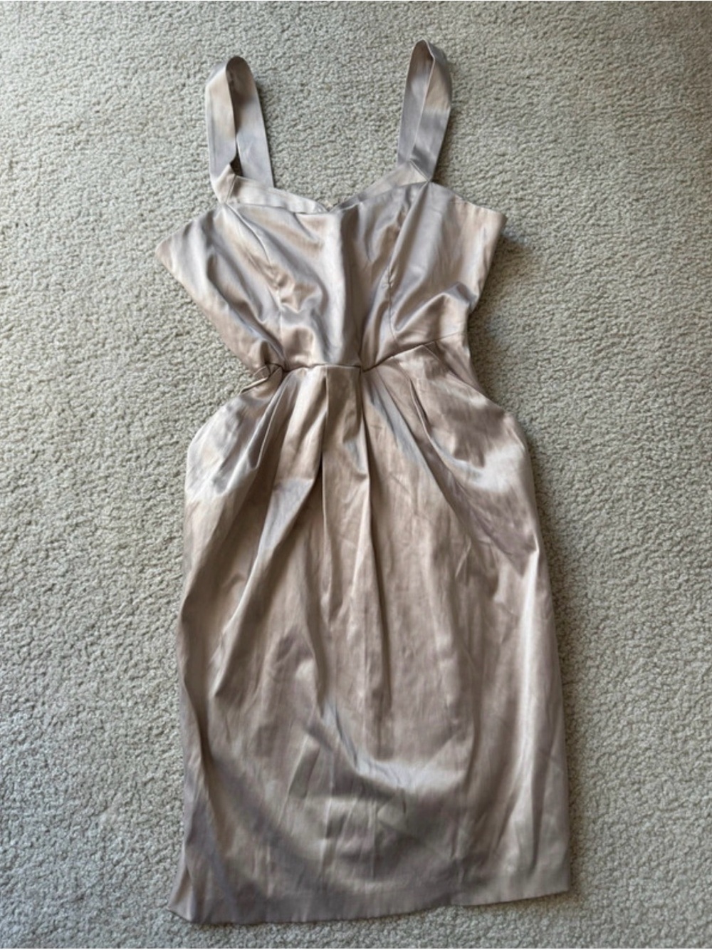 City Studio Satin Strap Sheath Dress in Champagne Beige prom party sexy